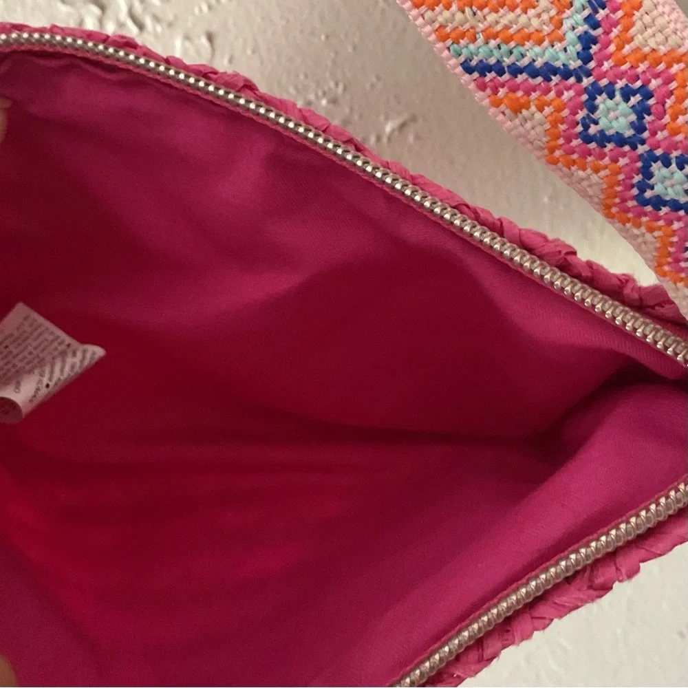 Old Navy Pink Woven Kids Crossbody Bag with Pom Poms